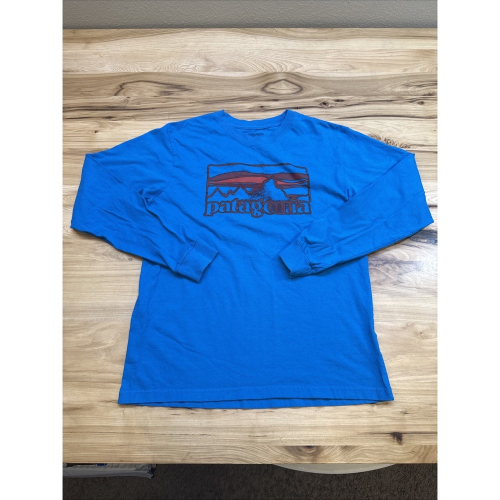Patagonia Bright Blue Organic Cotton Long Sleeve Graphic T-Shirt Size XS